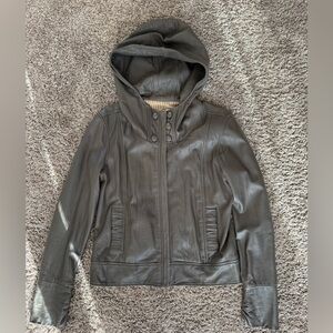 Women’s Mike & Chris Hooded Leather Jacket